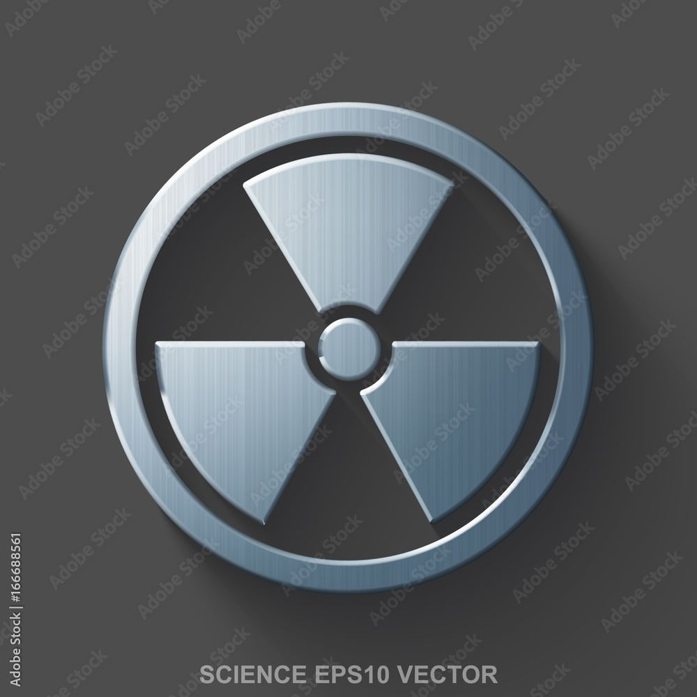 Flat metallic Science 3D icon. Polished Steel Radiation on Gray background. EPS 10, vector. Flat metallic Science 3D icon. Polished Steel Radiation on Gray background. EPS 10, vector.