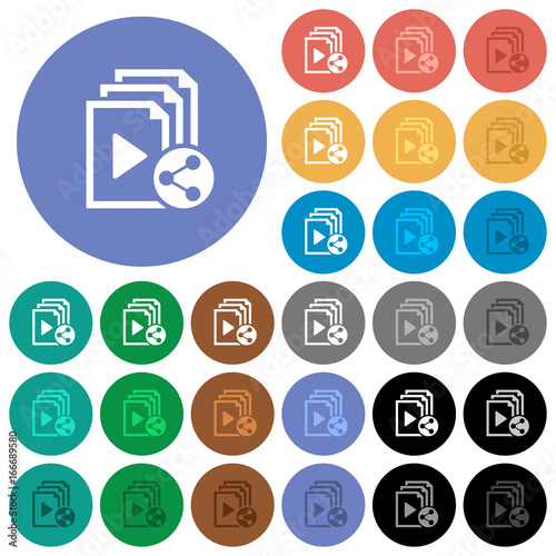 Share playlist round flat multi colored icons