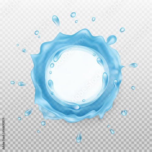 Water frame. Transparent liquid splash. Vector illustration.