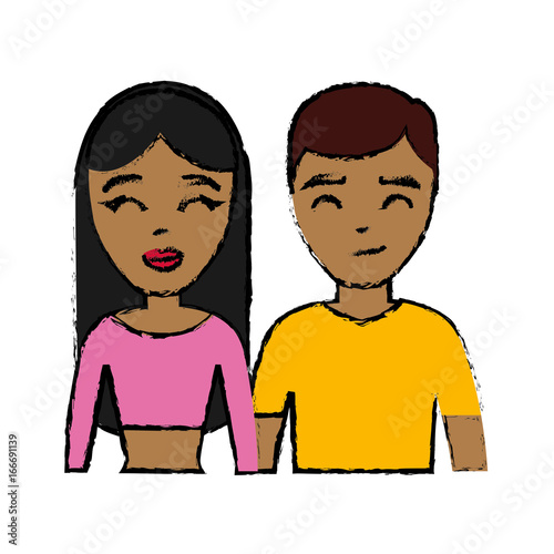 cartoon couple smiling icon