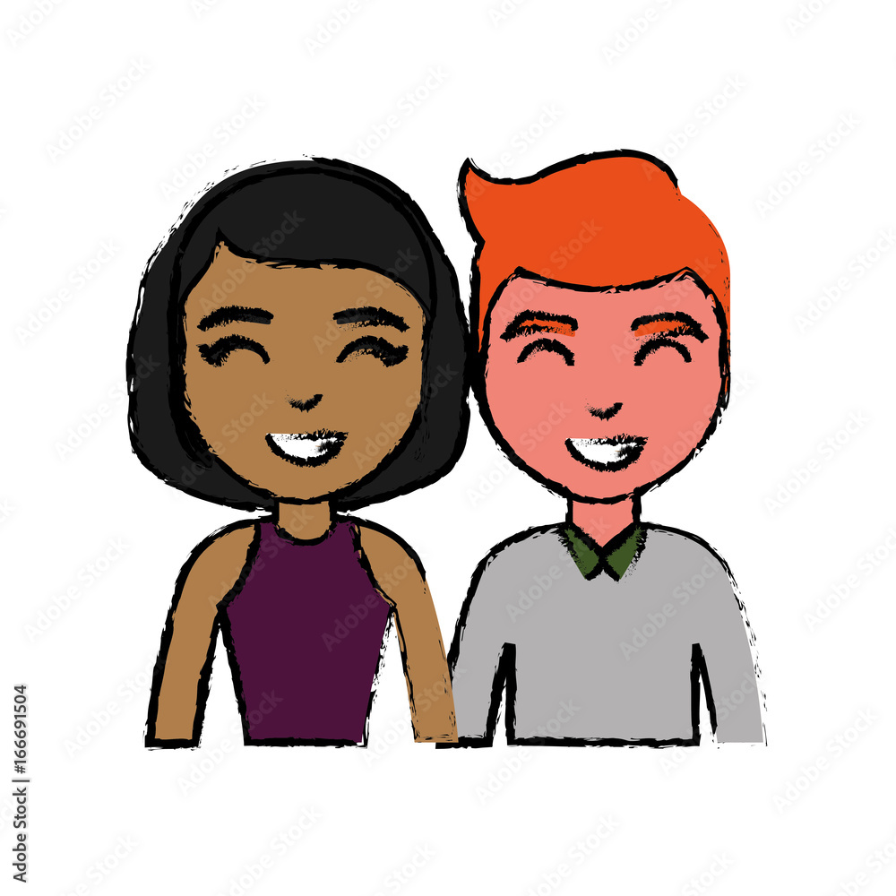 Fototapeta premium cartoon couple smiling icon