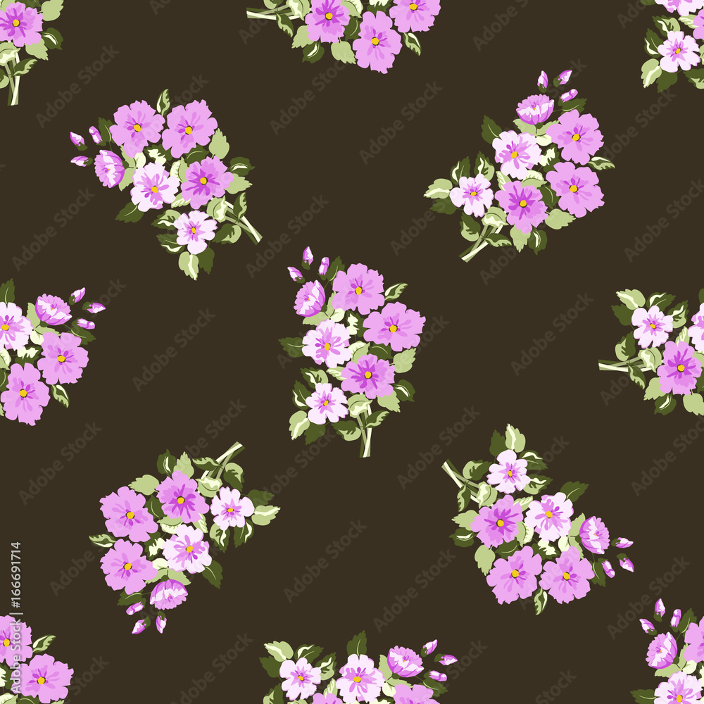 Seamless delicate pattern of bouquets.