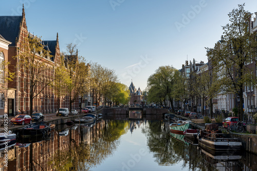 Canals of Amsterdam at morning. Amsterdam is the capital and most populous city of the Netherlands.