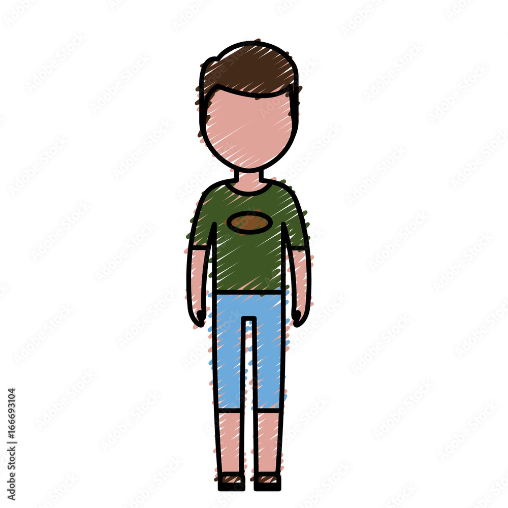 avatar man standing and wearing casual clothes icon over white background colorful design vector illustration