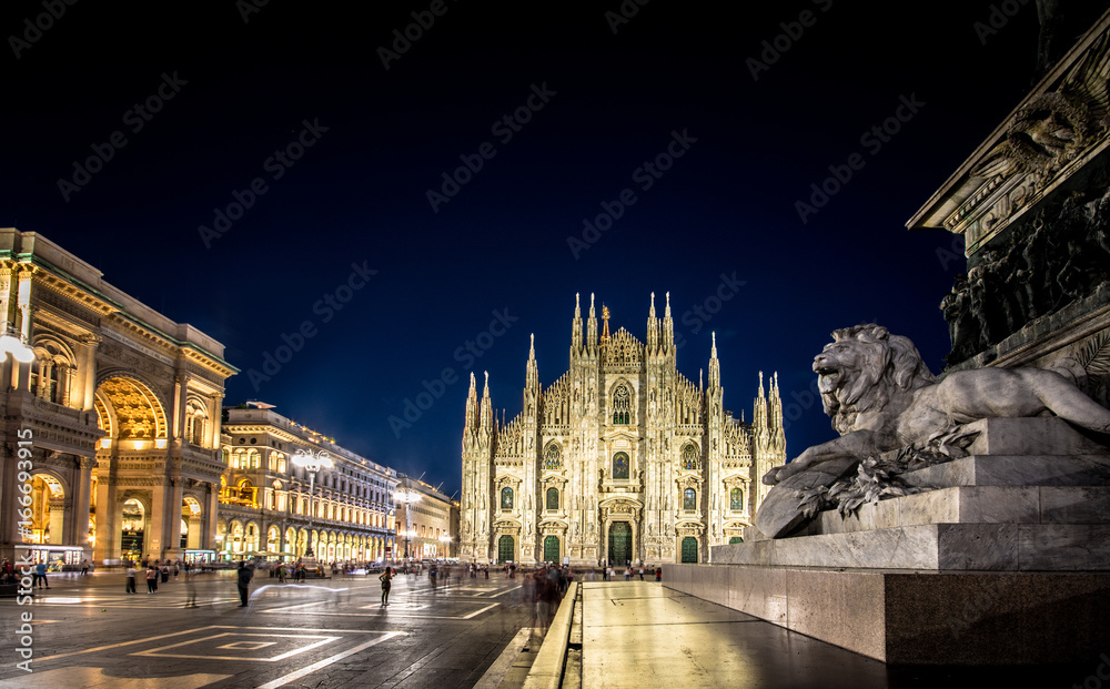 Milan Cathedral, Piazza del Duomo at night, Lombardia, Italy