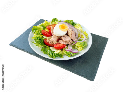 Tuna salad on the slate board side wiew
