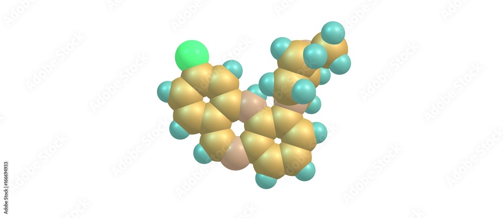 Clozapine molecular structure isolated on white Clozapine molecular structure isolated on white