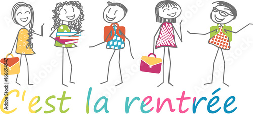 Children with their school satchels and free are ready for back to school