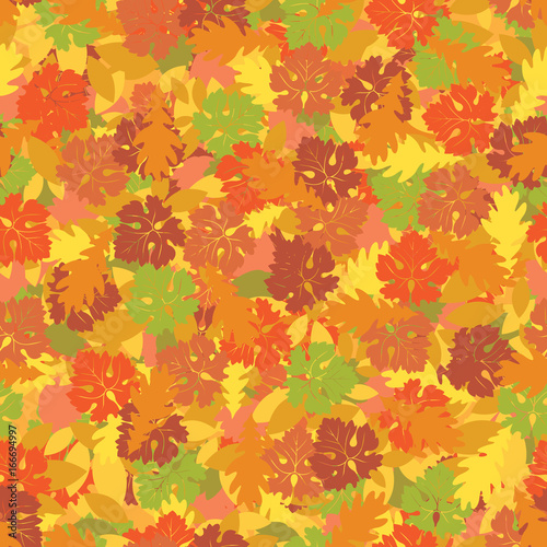 Seamless background with colorful autumn leaves. Vector background on autumn theme