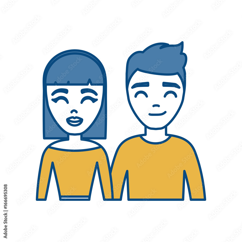 cartoon couple smiling icon cartoon couple smiling icon