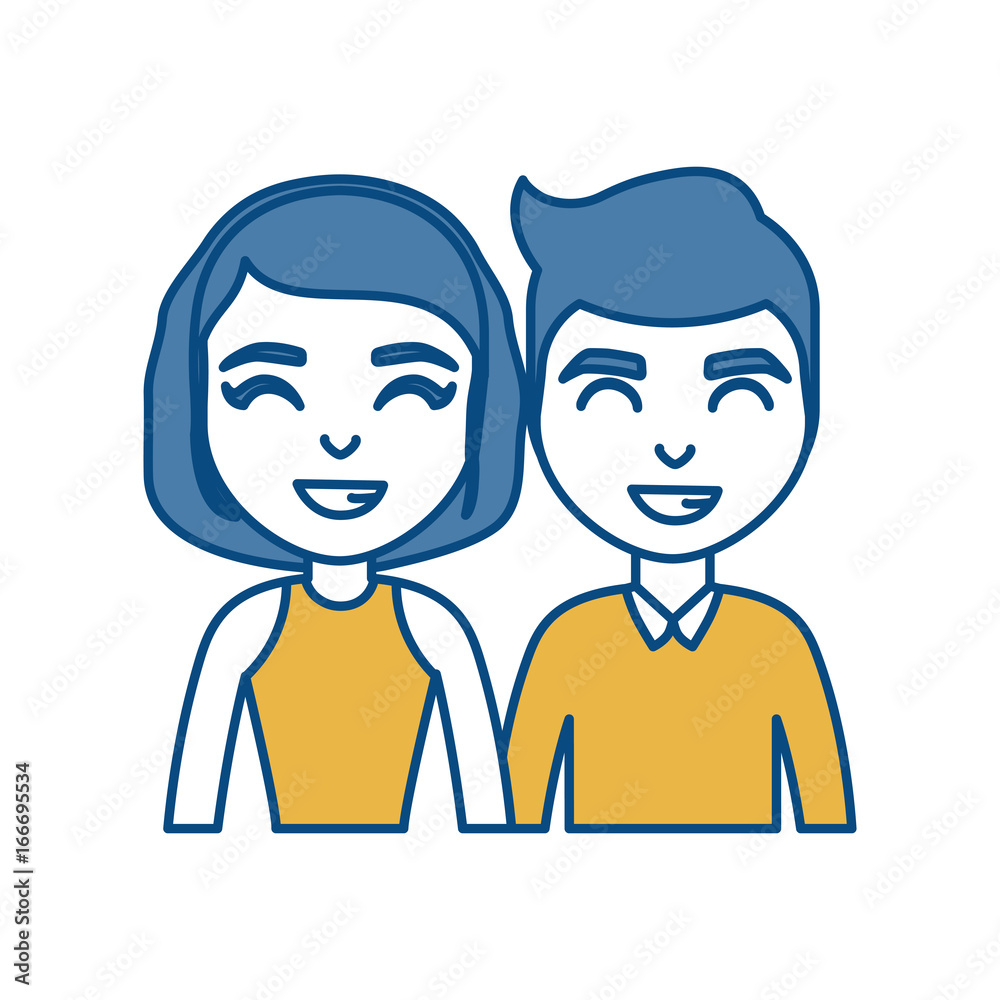 cartoon couple smiling icon cartoon couple smiling icon