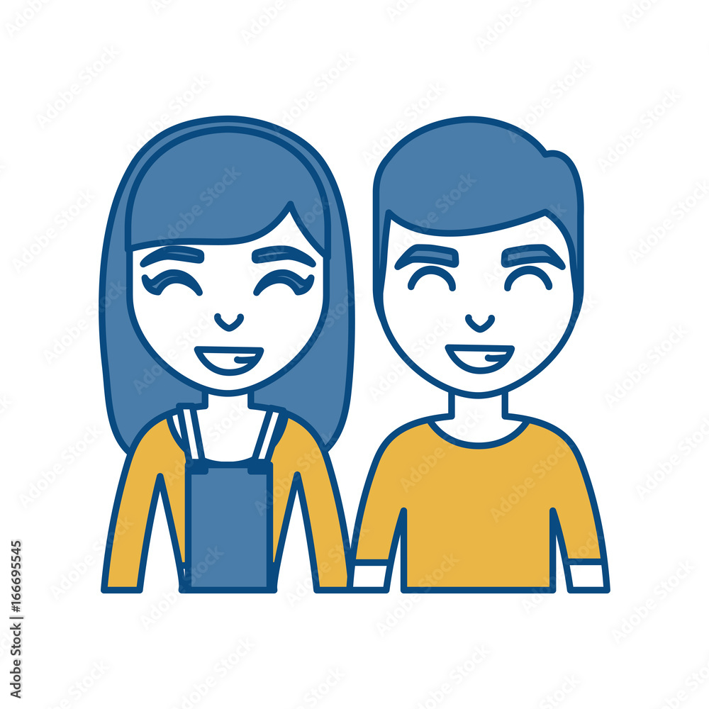 cartoon couple smiling icon