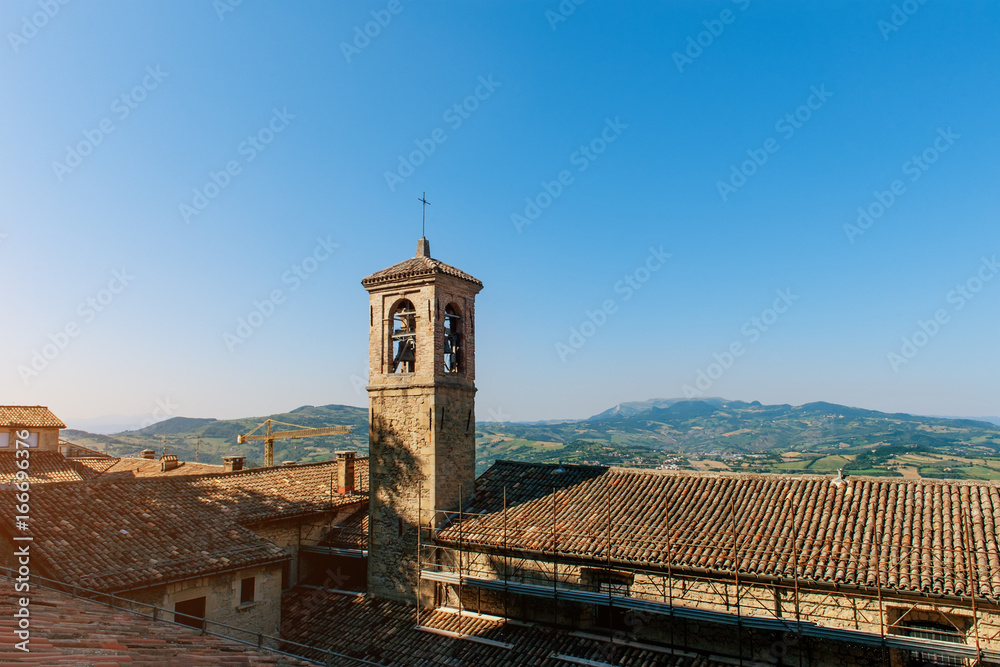 It's one of the three towers located in the small european country of San Marino on the three peaks of Monte Titano.