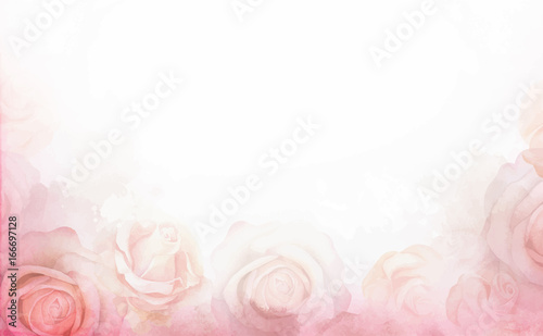 Abstract romantic rose horizontal background. Delicate design template for greeting cards and invitations.