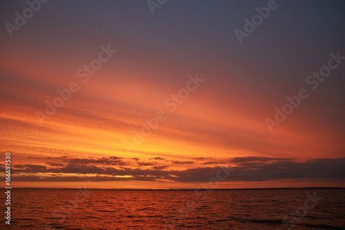  colorful sunset at Vadum beach in Denmark         photo