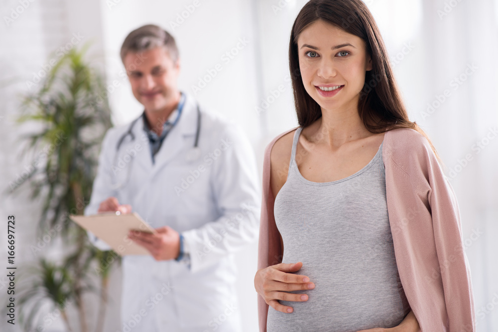Portrait of happy pregnancy that posing on camera Portrait of happy pregnancy that posing on camera