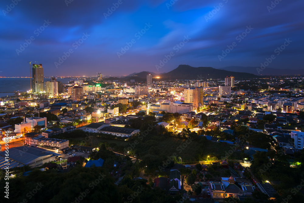 Chonburi city at night in thailand