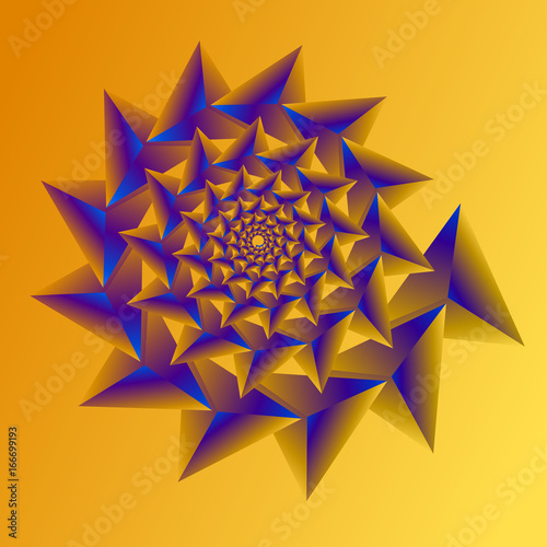 Swirl  vortex background. Rotating spiral. Pattern of a whirling of hearts. Triangle  gradient  silhouette