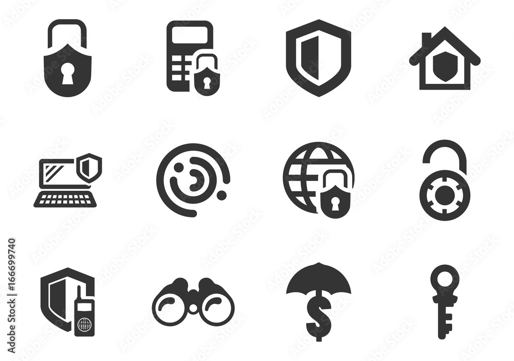 Security and protection icons set