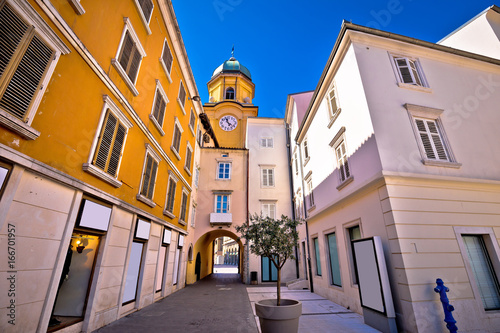 City of Rijeka main square and clock tower view