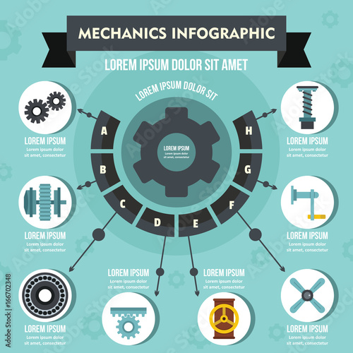 Mechanics infographic concept, flat style