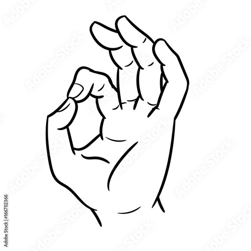 Hand drawing of a hand gesture okey-Vector Illustration