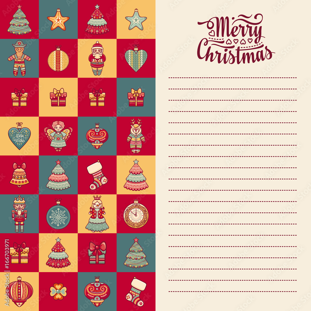 Mery Christmas template for greeting card