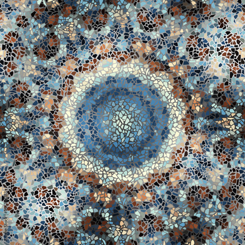 Fototapeta Naklejka Na Ścianę i Meble -  Seamless background pattern. Decorative round mosaic art pattern.