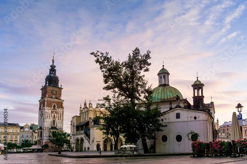 street view of downtown Krakow, Poland