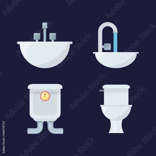 flat set icon bathroom design