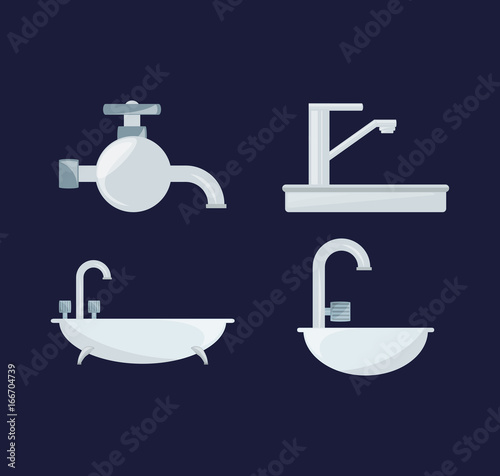 flat set icon bathroom design