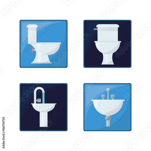 flat set icon bathroom design