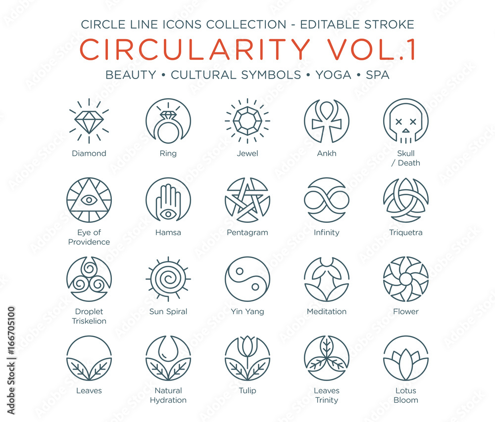 Circle Icons Collection Vol.1 - Beauty, Cultural Symbols, Yoga and Spa