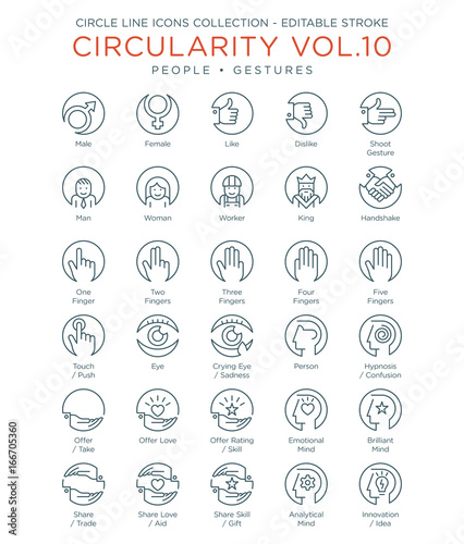 Circle Icons Collection Vol.10 - People and Gestures