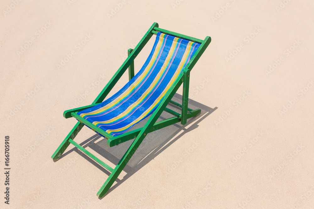 Beach chair on the beautiful white sand beach