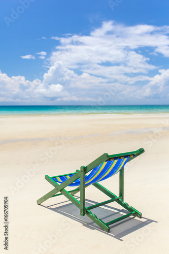 Beach chair on the beautiful white sand beach in Thailand