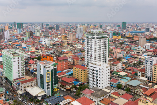 Aerial view of Phnom Penh, Cambodia. Day time © Mazur Travel
