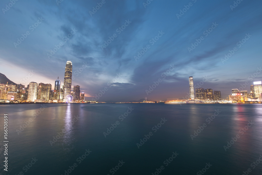 Naklejka premium Cityscape of the hong kong china.