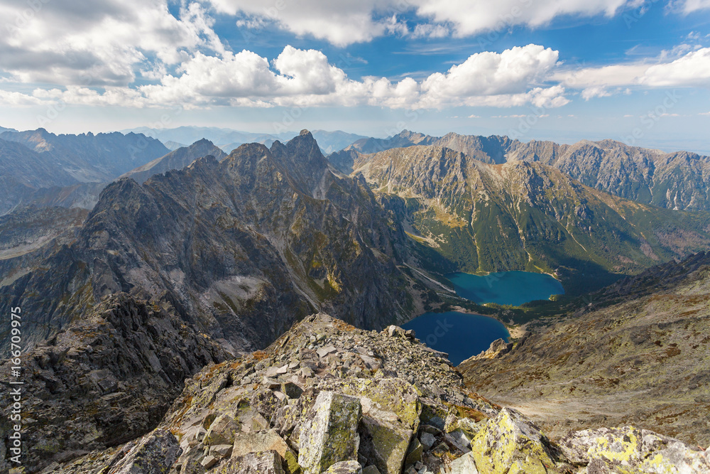 High Tatra Mountains, aerial view from Rysy peak - obrazy, fototapety, plakaty 