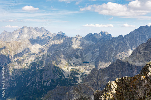 High Tatra Mountains, aerial view from peak of Rysy mountain