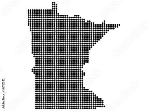 Map of Minnesota state print. White background, black dots. Vector illustration.