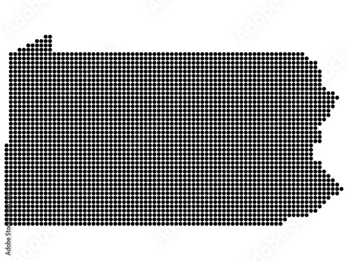 Map of Pennsylvania state print. White background, black dots. Vector illustration.