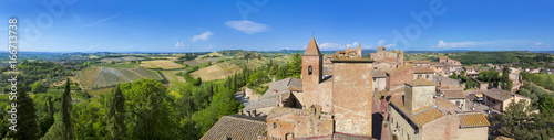 Toskana-Stadtpanorama, Certaldo im Chianti-Gebiet