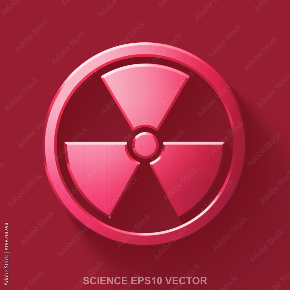 Flat metallic Science 3D icon. Red Glossy Metal Radiation on Red background. EPS 10, vector. Flat metallic Science 3D icon. Red Glossy Metal Radiation on Red background. EPS 10, vector.