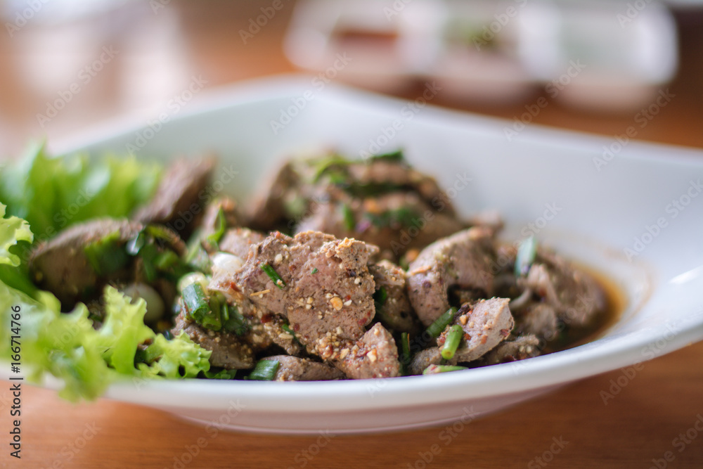 Liver sweet(salad meat),food in Thailand. Liver sweet(salad meat),food in Thailand.