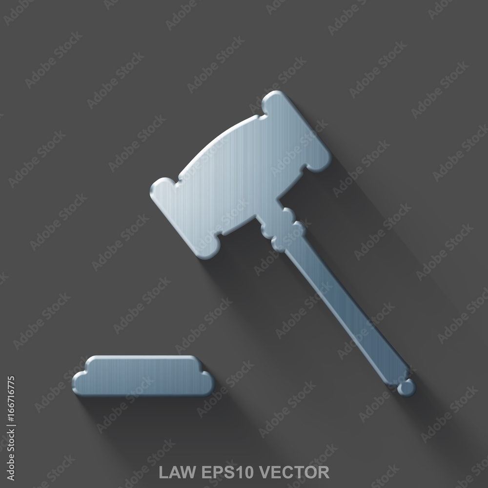 Flat metallic law 3D icon. Polished Steel Gavel on Gray background. EPS 10, vector. Flat metallic law 3D icon. Polished Steel Gavel on Gray background. EPS 10, vector.
