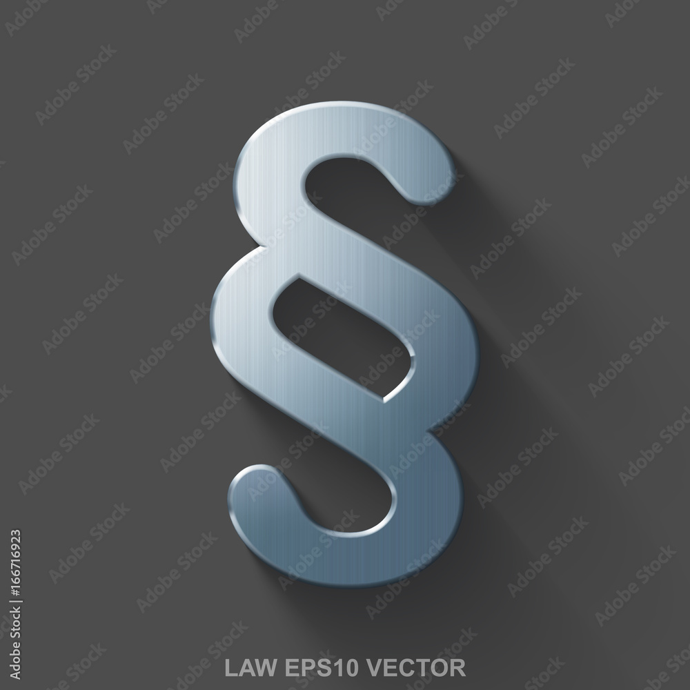 Flat metallic law 3D icon. Polished Steel Paragraph on Gray background. EPS 10, vector. Flat metallic law 3D icon. Polished Steel Paragraph on Gray background. EPS 10, vector.