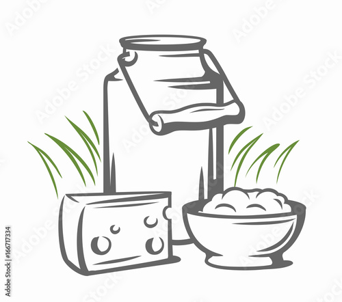 Milk cans with grass