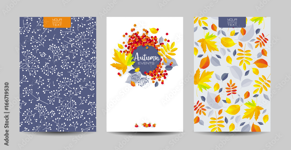 Autumn foliage vector background set