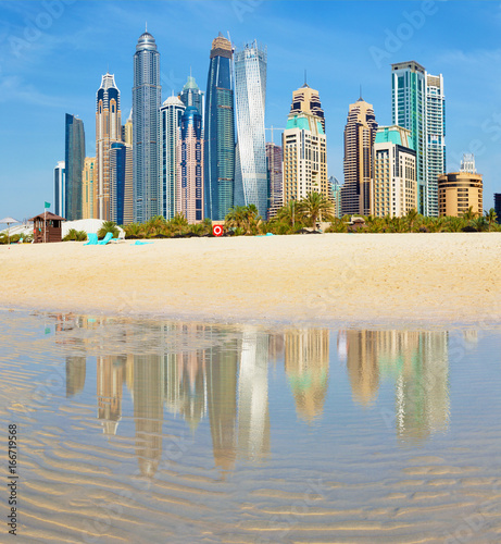 Dubai - The Marina towers from beach.